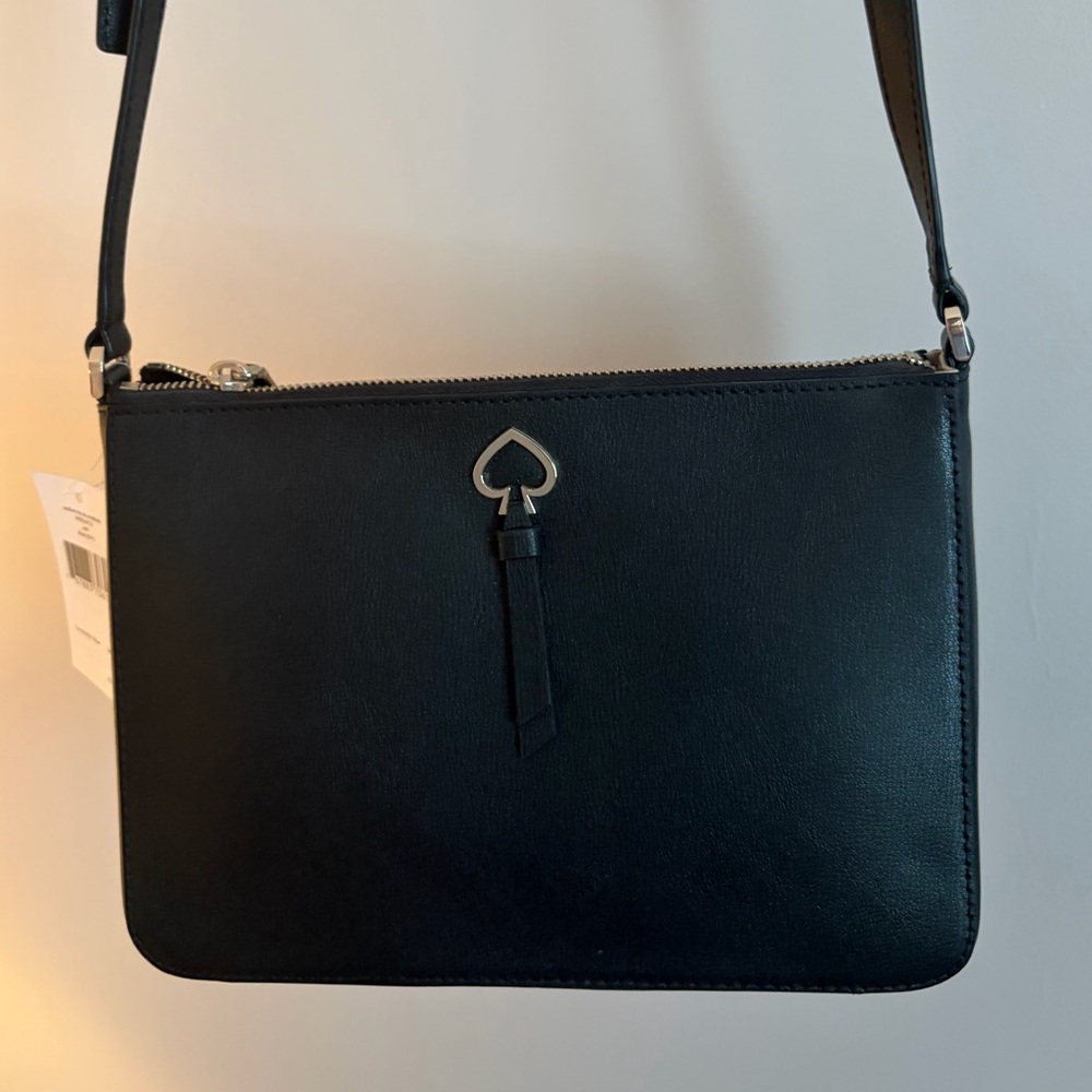 kate spade - Black Leather Top-Zip Crossbody